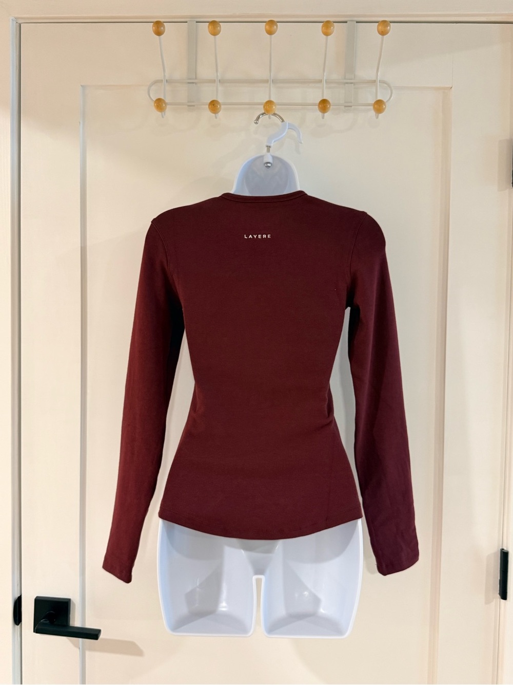 LAYERE Organic Cotton Full length Long Sleeve Top Cherry Red Brandnew - Picture 5 of 13